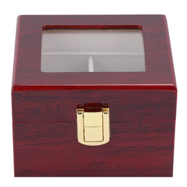 Wooden 2 Grid Watch Display Box Transparent Window Watch Storage Box (Red)