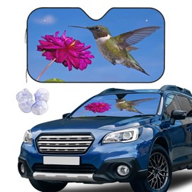 Ruby Throated Hummingbird Car Windshield Sun Shade Car Front Window Shades Windhsield Sunshade Cover Sun Visor Shield Block Automotive Interior Portector Blocks UV Rays for Car Truck SUV