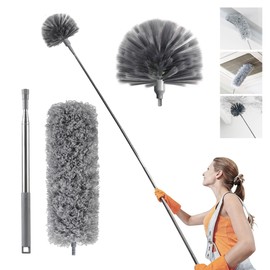 Overcomo 2-in-1 Extendable Long Feather Microfibre Duster&Cobweb Brush Set