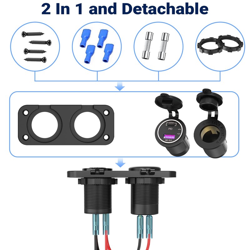 QC 3.0 USB Car Power Socket, Car Charger Socket, 12