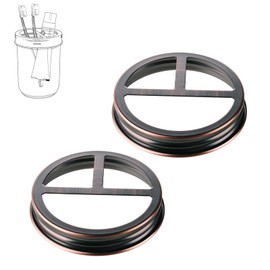 [Wide Mouth ONLY] SheeChung 2 Pack Mason Jar Toothbrush Holder Lid - Rustproof 304 Stainless Steel for Ball Mason Jar or Any Pint. Jar, Farmhouse Decor Bathroom Accessories Set - Oil Rubbed Bronze