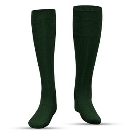 Highland Scottish Wool Blend Kilt Hose for Men Ribbed Socks for USA Shoe Sizes (as1, alpha, m, regular, regular, Green, Medium)