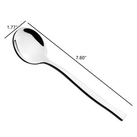 Eagrye 12-Piece Stainless Steel Large Soup Spoons, Round Bouillon Spoons