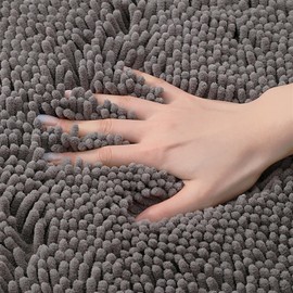 Reyox Chenille Half Circle Bathroom Rug, Non Slip Water Absorbent Bath Mat, Washable Bath Rugs for Bathroom Floor Bathtub Sage Green 1.6 x 2.6 Feet