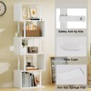 Furologee White Geometric Bookshelf 6 Tier S-Shaped Bookcase, Tall Modern