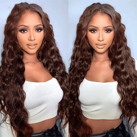 Peenoll Human Hair Bundles 18 20 22 Inch Chocolate Brown 4# Deep Wave Bundles Human Hair 100% Unprocessed Soft Sewn In Hair for Black Women with Double Weft