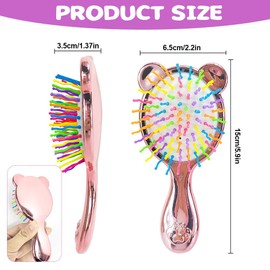 Toddler Hair Brush Girl, 3 Pcs Detangler Brush and Comb Set Mini Hair Brush Cute Kids Detangle Hair Brush Pocket Airbag Comb Massage Comb for Girls Wet Dry Hair (Pink)