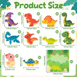 COcnny Dinosaur Finger Puppets Craft- 11pcs Dinosaur Felt Finger Puppet with Jungle Bag Set Making Crafts Kit for Kids, Make Your Own Story Telling Toys, Role Play for Boys Girls Toddles Ages 3-8