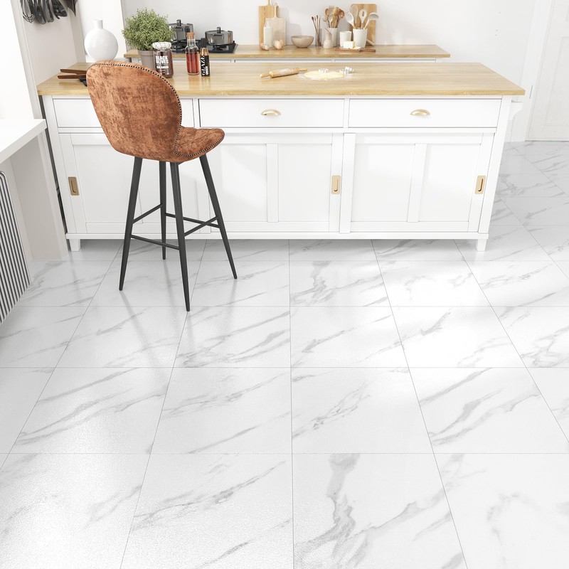 WESTICK White Grey Peel and Stick Floor Tile 20 PCS