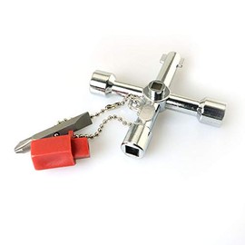 RLECS - Llave de cruz de 4 vías, aleación de zinc, multifunción, llave triangular, apertura universal, llave de fontaneros, electricistas, herramienta para medidores eléctricos de gas, armarios y radiadores de sangrado