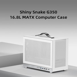 Shiny Snake G300 16.8L MATX Mesh PC Case - ATX/SFX-L/SFX PSU | 340mm GPU & 240/280mm AIO Support | 164mm CPU Cooler | Reinforced Carry Handle | Mini Tower for Content Creation & Gaming - White