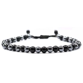 Amazing Gemstones Black Obsidian Hematite Anklet (Without Knot) - 6mm Bead Anklet