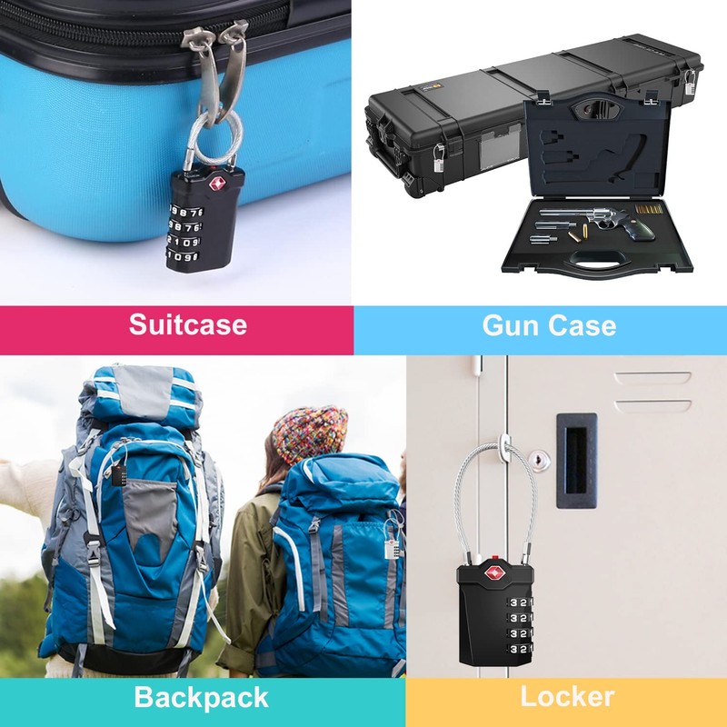 ZHEGE Luggage Locks TSA Approved, with Open Alert Indicator, Flexible