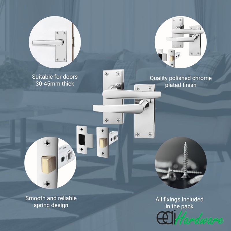 EAI Polished Chrome Door Handle & Latch Set | 1