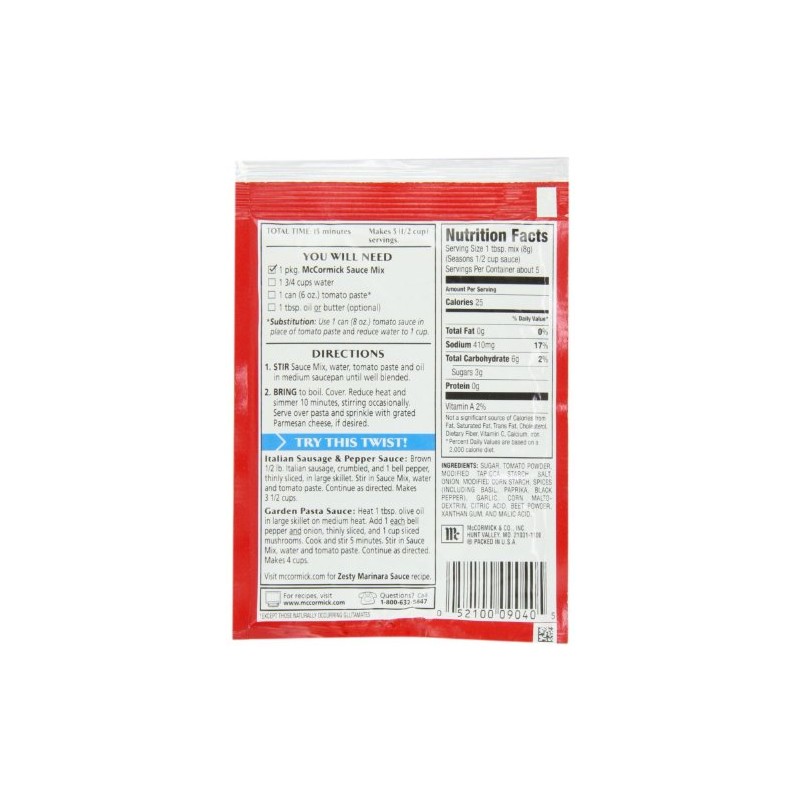 McCormick Spaghetti, Thick & Zesty, 1.37 Ounce (3 Pack)