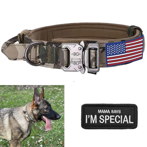 Large Tactical Military Dog Collar K9 - Heavy Duty Dog