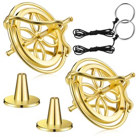 meekoo 2 Paquetes Juguetes Giroscopio Giroscopio Antigravedad de Metal Giroscopio Superior de Precisión Colorido para Niños Navidad Regalo Educativo (Oro)