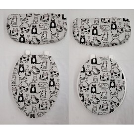 Kristin's Kreations Cats on Gray Toilet Seat Lid and Tank Cover Set