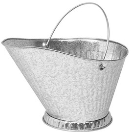 Rocky Mountain Goods Large Fireplace Ash Bucket - Coal Hod for Wood Stove - Extra strength steel for durability - Pour Spout and carrying handle (Galvanized Steel)