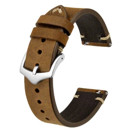 BISONSTRAP Watch Band, Military Style, Italian Leather, Replacement Strap, Quick Release, 0.71, 0.75, 0.79, 0.83, 0.87 inches (18, 19, 20, 21, 22 mm)