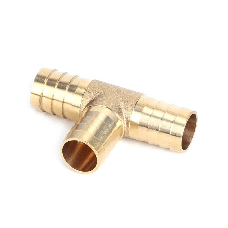 2pcs 3/4in Tee Thread Hose Brass Pipe T Fitting Barb