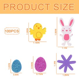 MUNSKT 100PCS Easter Foam Stickers,Glitter Easter Stickers for Children Creative Art Supplies & Decorations,Bonnet Making,Craft and Card Making