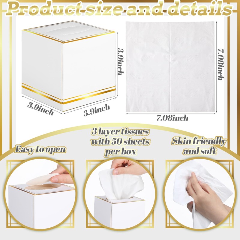 Fourluoo 12 Pack Facial Tissues Cube Boxes Face Box 600