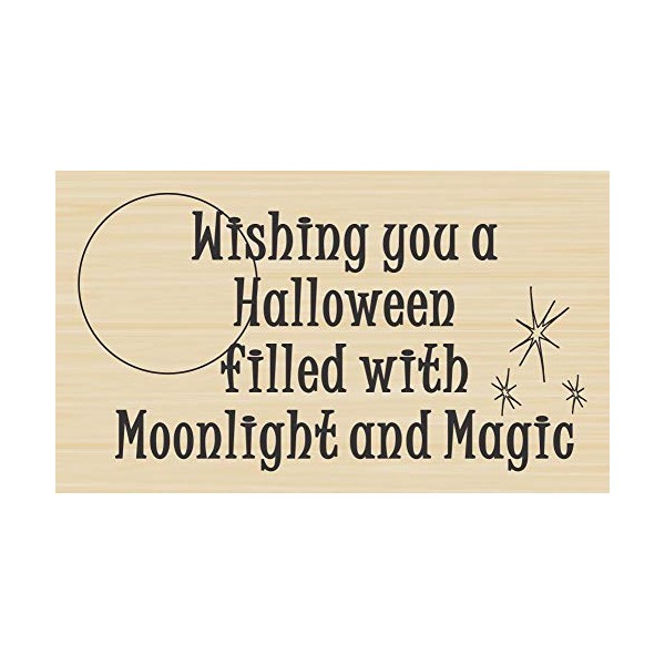Moonlight and Magic Halloween Greeting Rubber Stamp by DRS Designs - Made in USA