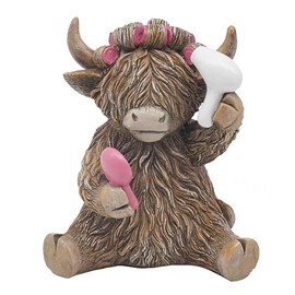 Lesser & Pavey Happy Highland Cow Hairdo Decor Figurines & Ornaments For Living Room & Office | Decor Accessories Statues For Indoor & Outdoor | Lovely Gifts for Women & Men