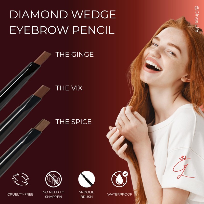 Ginge.Life The Ginge: Auburn Red Eyebrow Pencil – Waterproof, Double-Ended