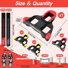 KATIMI Pack of 4 Cycling Shoes Cleats with Leg Straps, Road Bike Pedal Plates Compatible with SPD Cleats Shimano, Bicycle Pedal Cleats for Shimano Cleats and Indoor Outdoor Cycling Red Yellow