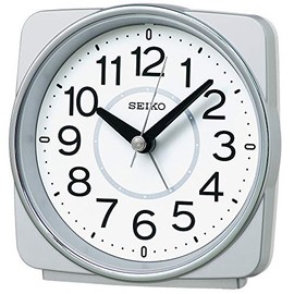 Seiko Clock KR335S Table Clock, Silver Metallic, Body Size: 4.3 x 4.3 x 2.4 inches (10.8 x 11.0 x 6.0 cm), Alarm Clock, Radio, Analog