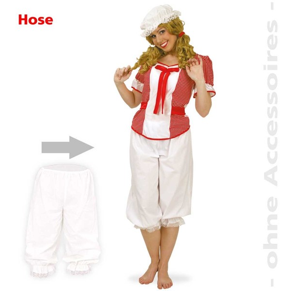 KarnevalsTeufel.de Women's Costume Love Killer Approx. Knee-Length Trousers White Ruffle Loose Fitting Joke Costume (L)