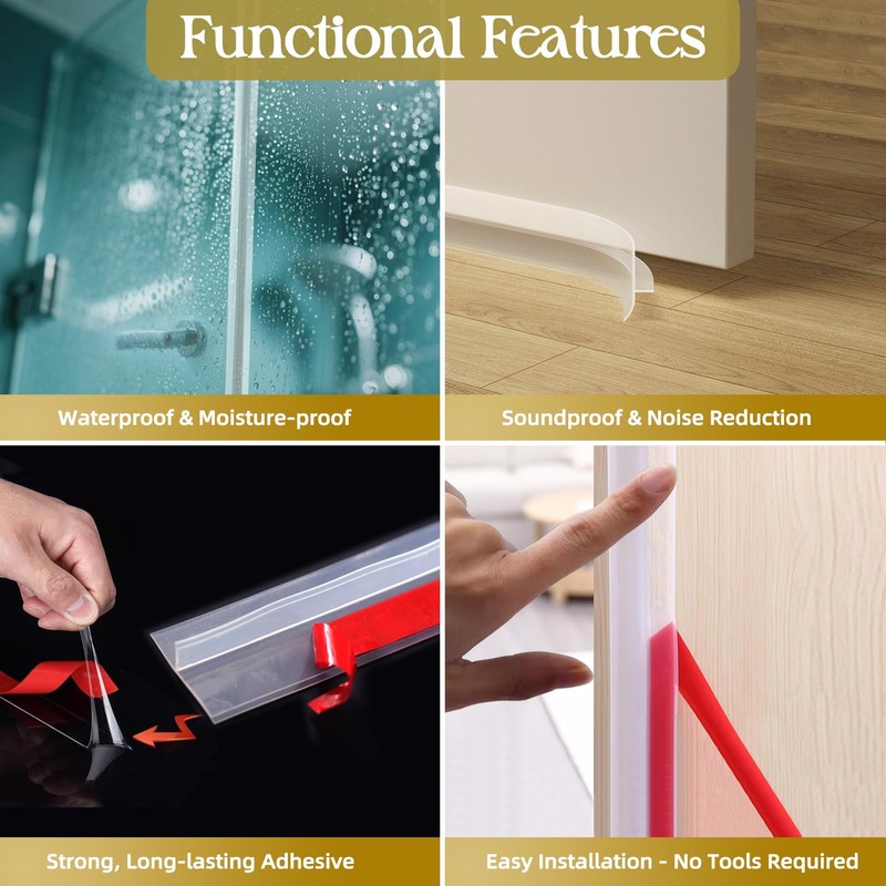20Ft Shower Door Seal Strip for Door Frame, T-Shaped Clear