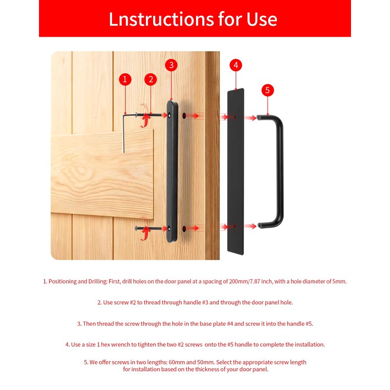 BaiNong 12" Heavy Duty Sliding Barn Door Handle and Pull,Double