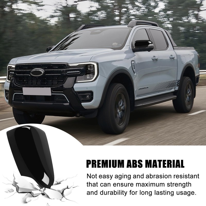 1 Pair Glossy Black Side Mirror Cover Caps for Ford