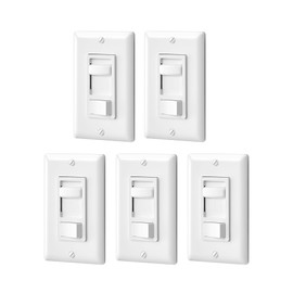 DEWENWILS Dimmer Switch for LED Lights, 600W Incandescent/Halogen and 150W CFL/LED, Single-Pole or 3-Way Dimmer Light Switch, ETL ＆ cUL Listed, White, 5 Packs