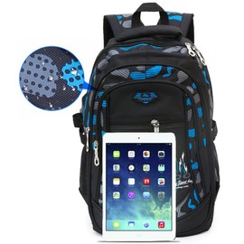 Boys Backpack Student Kids Bookbags Durable School Bags Big Heavy Duty Travel Waterproof (2-Blue)