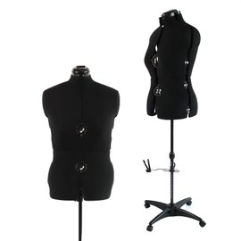 PDM WORLDWIDE Black Dress Form Adjustable Mannequin for Sewing, Female Size 12-18 Pinnable Body Form with 13 Dials & Detachable Casters, 42.5"-60" Height Range for Clothing Display, Medium to Large