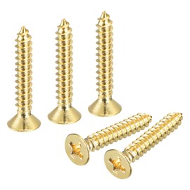 uxcell 40Pcs Brass Wood Screws, M3.5 x 20mm Phillips Flat Head Self Tapping Screw Woodworking Screw for Door Hinges, Wooden Furniture, Home Appliances