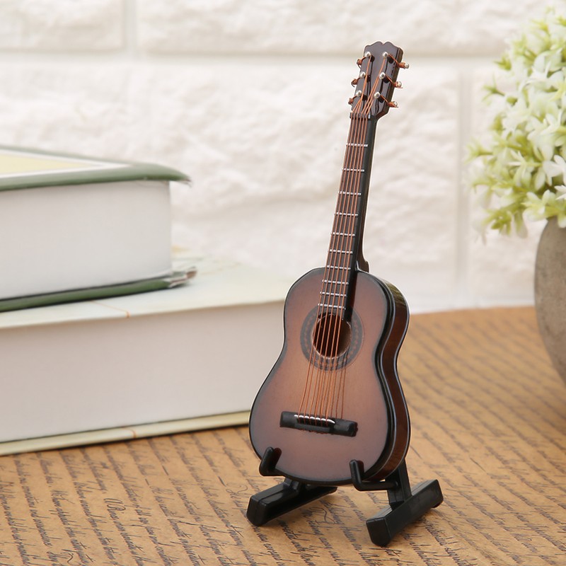 Miniature Wooden Guitar Model Display Mini Musical Ornaments Craft Home