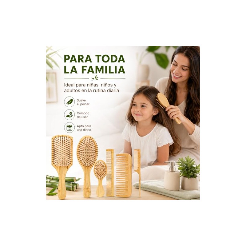 6 Piezas Cepillo para Cabello, Antiestático，Peine para Cabello Antiobstrucción, se