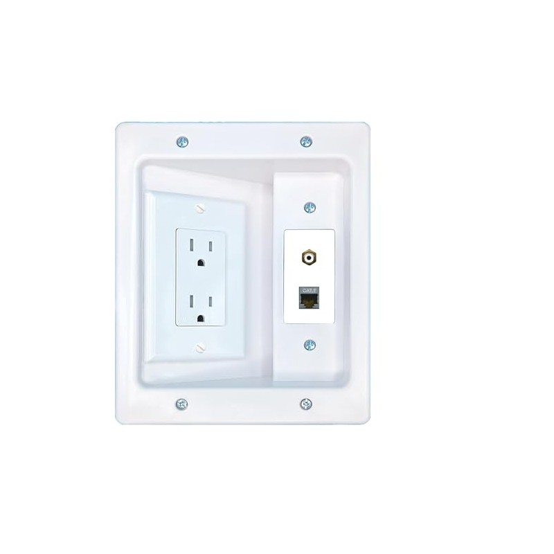 RiteAV CAT7 RCA-White Recessed Wall Plate Cable Concealer Management Kit