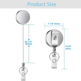 2 Pack Retractable Badge Holders with 2 Pcs Waterproof Transparent Retractable Keychain Card Case,H HOME-MART Metal ID Badge Holder with Belt Clip Key Ring for Name Card Keychain Metal Casing