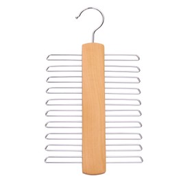 BLAUMORNIN Wooden Tie Hanger for Men Premium Solid Wood Belt Necktie Hangers Scarf Storage Rack with 20 Non-Slip Hooks,360 Degree Swivel Hook,Natural Color,1 Pack