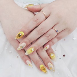 ❣️ Sunflower 2 Handmade Nail Tips ✨ - Long Ballerina / ❣️ 썬플라워2 수제네일팁 ✨ - 롱발레리나