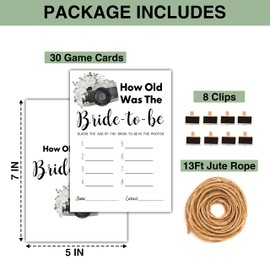 Bridal Shower Games - How Old Was The Bride-to-be Wedding Shower Party Card Game - Boho Floral Minimalist Themed Bachelorette/Engagement Party Supplies Activities Decorations (A01)