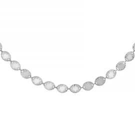 Tuscany Silver Sterling Silver Patterned Oval Disc Necklace, Silver