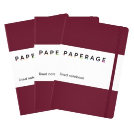 PAPERAGE Lined Journal Notebook, 3 Pack, (Burgundy), 160 Pages, Medium 5.6 in x 8 in - 100 GSM Thick Paper – Hardcover Journaling Notebook for Work, School & Note Taking
