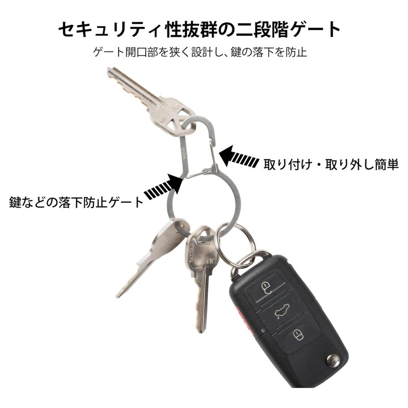 NITEIZE Dual Pass Keyring Stainless Silver Keychain Carabiner Hook Stainless
